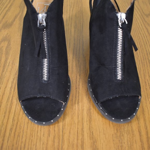 L4L Black Wedge Heels Ankle Open Toe Zipper Size 8 L4L by Lust - Picture 6 of 14